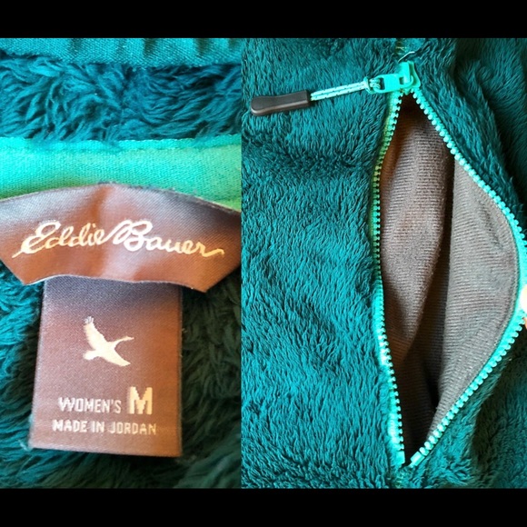 EDDIE BAUER Plush Fleece Jacket Hoodie Medium Women’s - Picture 3 of 14